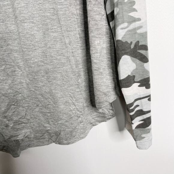 New Hem & Thread Large L Gray Heather Camo Print Long Raglan Sleeve Tee Tshirt - Picture 5 of 10